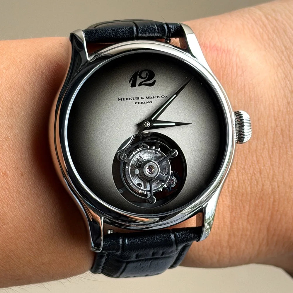 Relógio Masculino MERKUR Tourbillon 42 mm | Safira e Couro