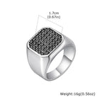 Anel Masculino VNOX em Aço Inoxidável com Zircão Cinza