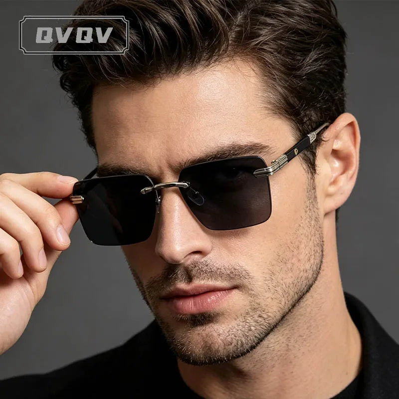Óculos de Sol Sem Aro Quadrado Unissex com Lentes Degradê UV400