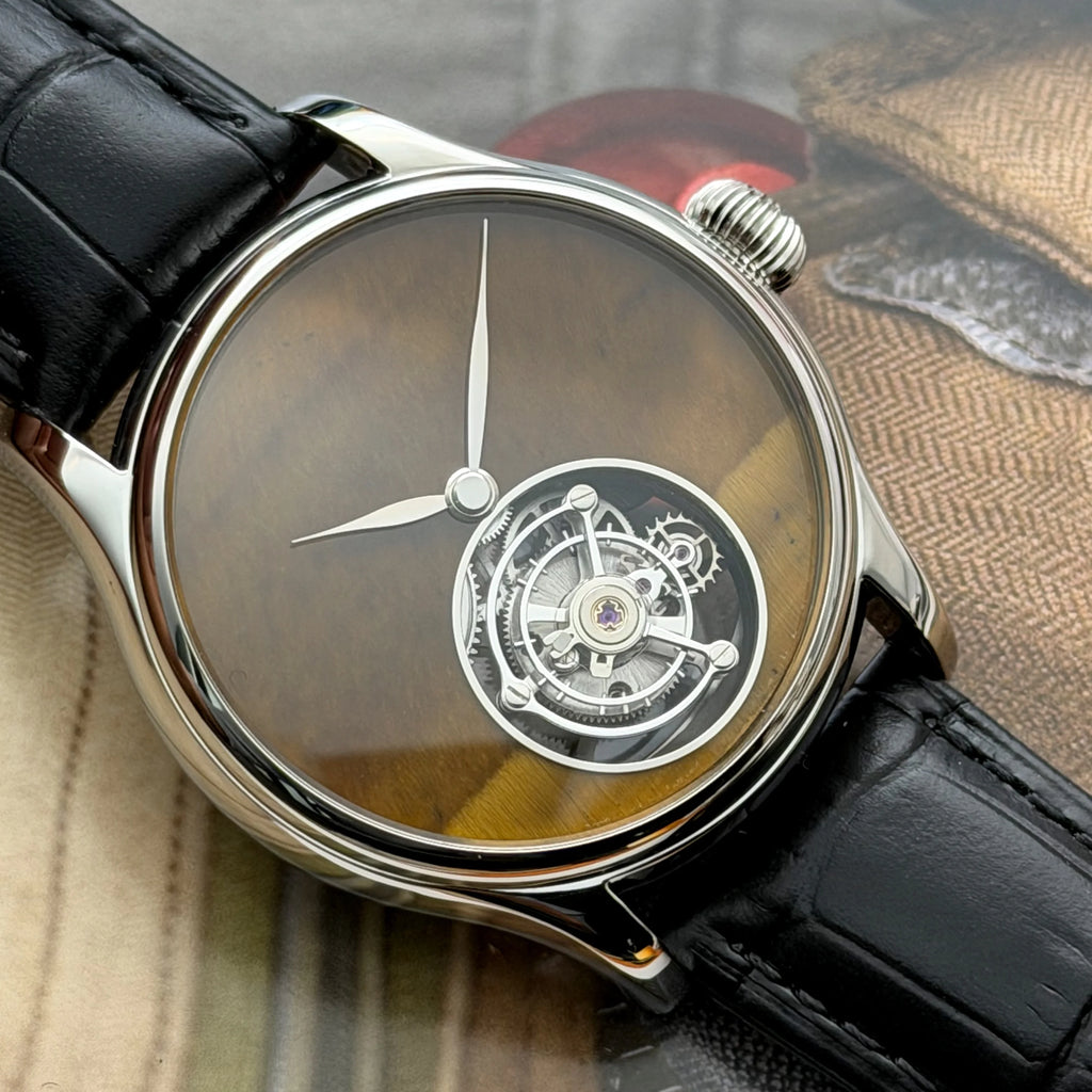 Relógio Masculino MERKUR Tourbillon 42 mm | Safira e Couro