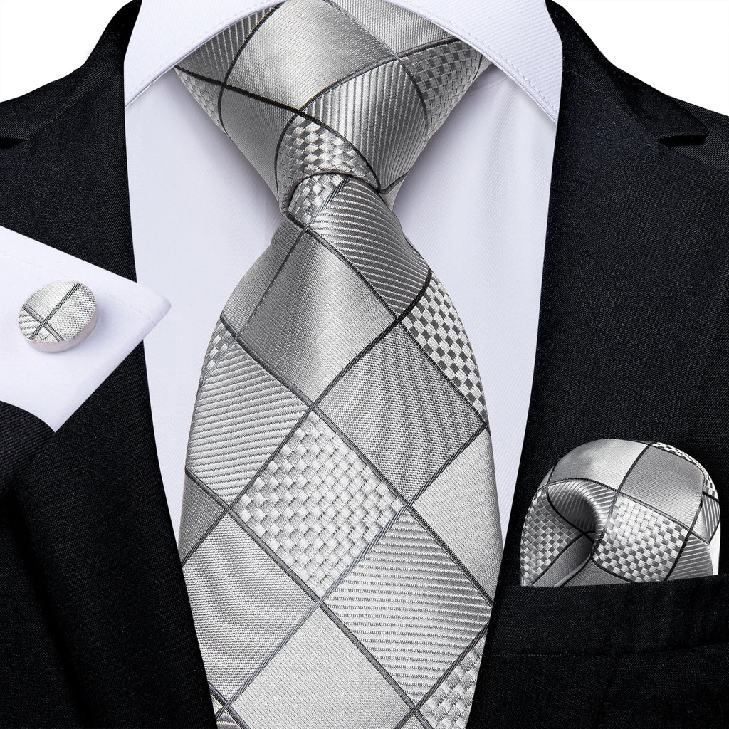 Kit Gravata Masculina DiBanGu com Lenço e Abotoaduras