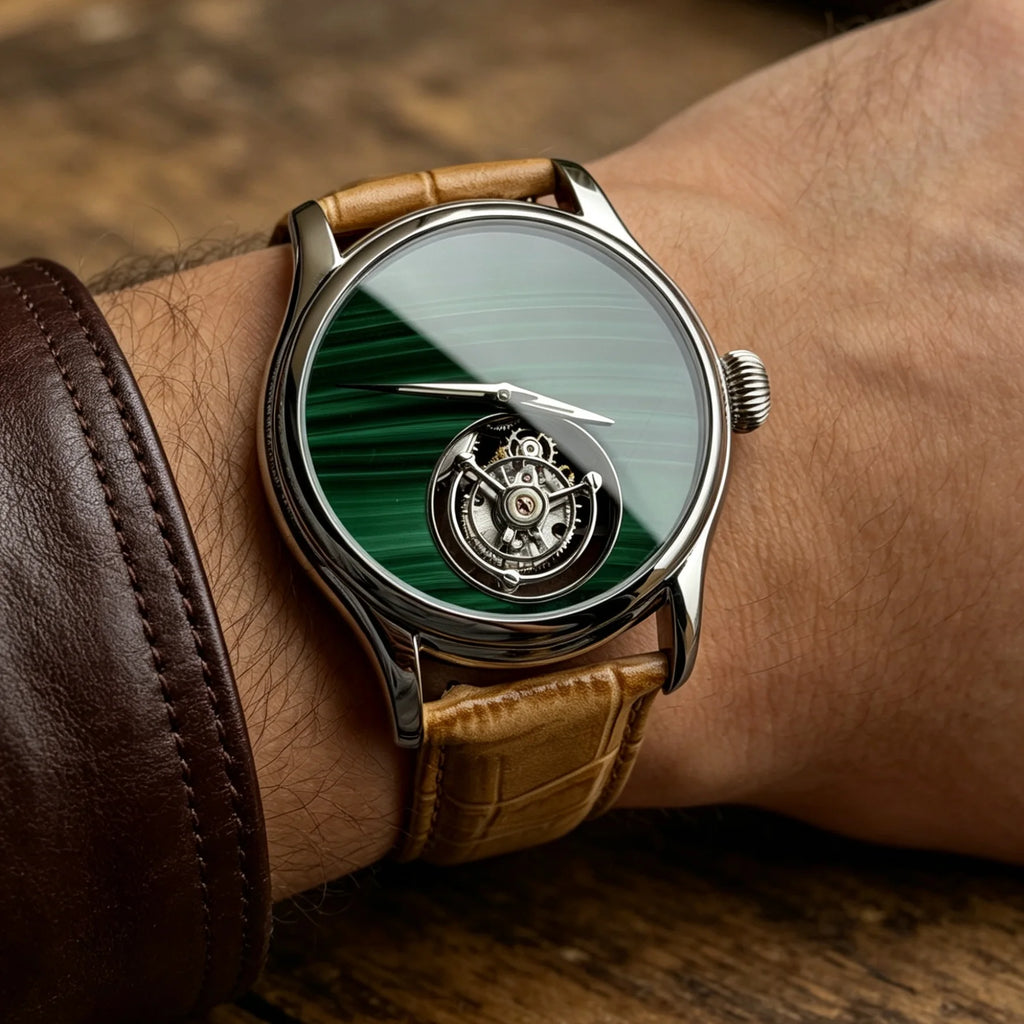 Relógio Masculino MERKUR Tourbillon 42 mm | Safira e Couro