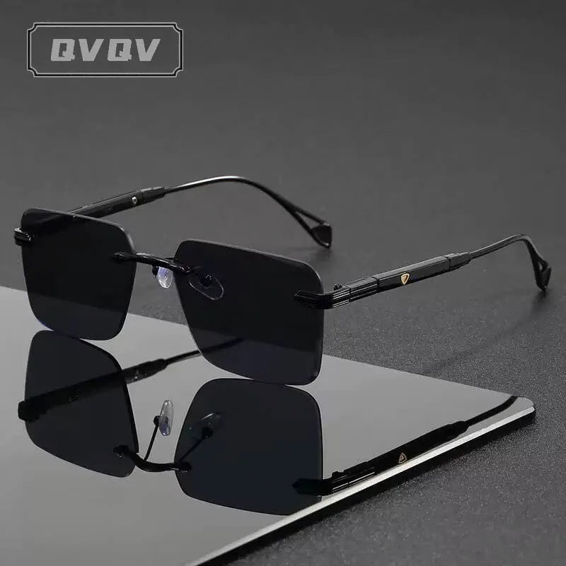 Óculos de Sol Sem Aro Quadrado Unissex com Lentes Degradê UV400