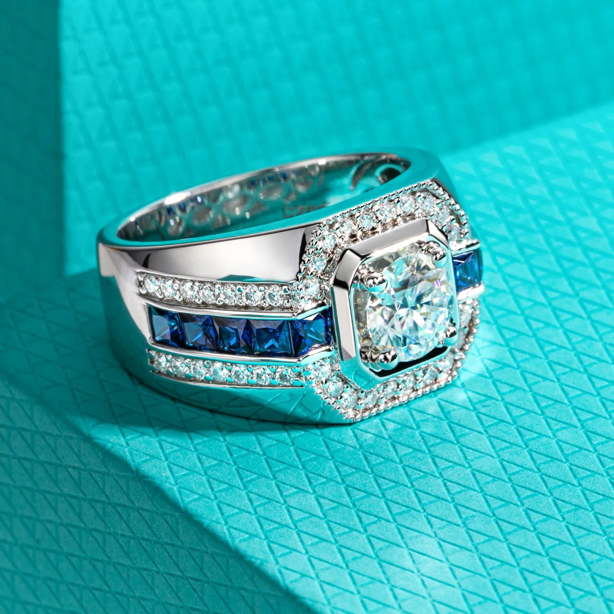 Anel Masculino AnuJewel em Prata 925 com Moissanita 1 ct