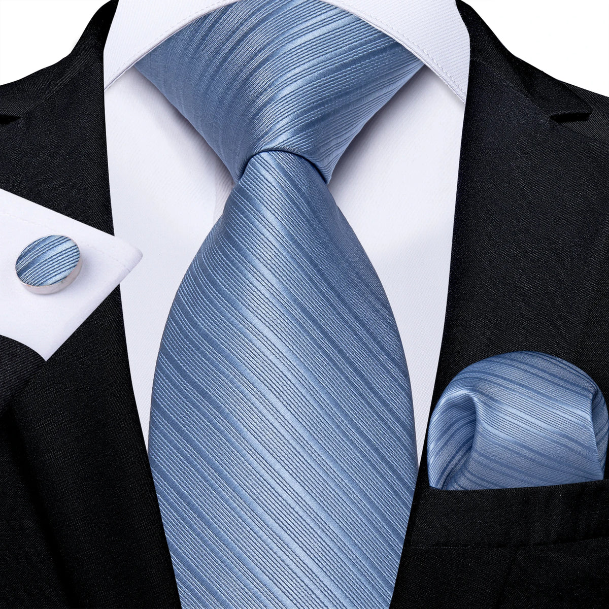Conjunto Gravata Masculina Clássica 8 cm com Lenço de Bolso
