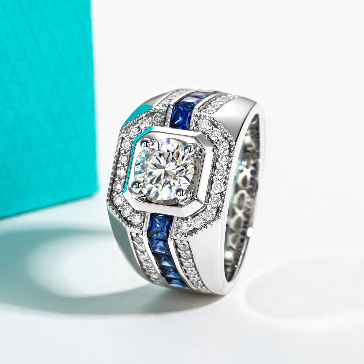 Anel Masculino AnuJewel em Prata 925 com Moissanita 1 ct