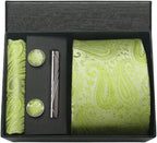 Kit Gravata Masculina Paisley com Lenço e Abotoaduras