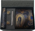 Kit Gravata Masculina Paisley com Lenço e Abotoaduras