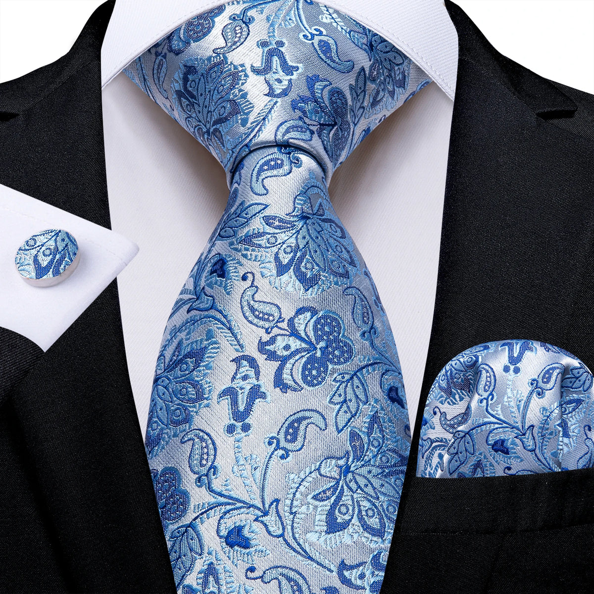 Conjunto Gravata Masculina Clássica 8 cm com Lenço de Bolso