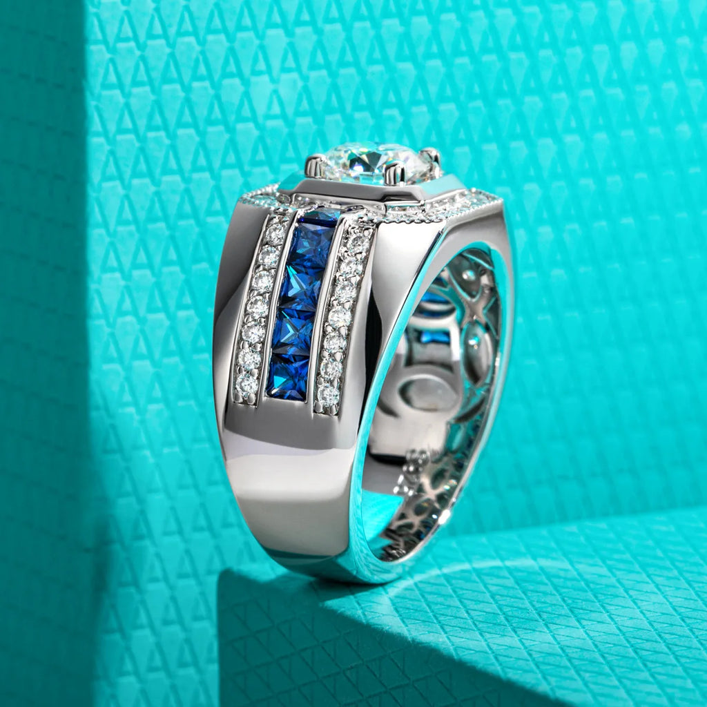 Anel Masculino AnuJewel em Prata 925 com Moissanita 1 ct