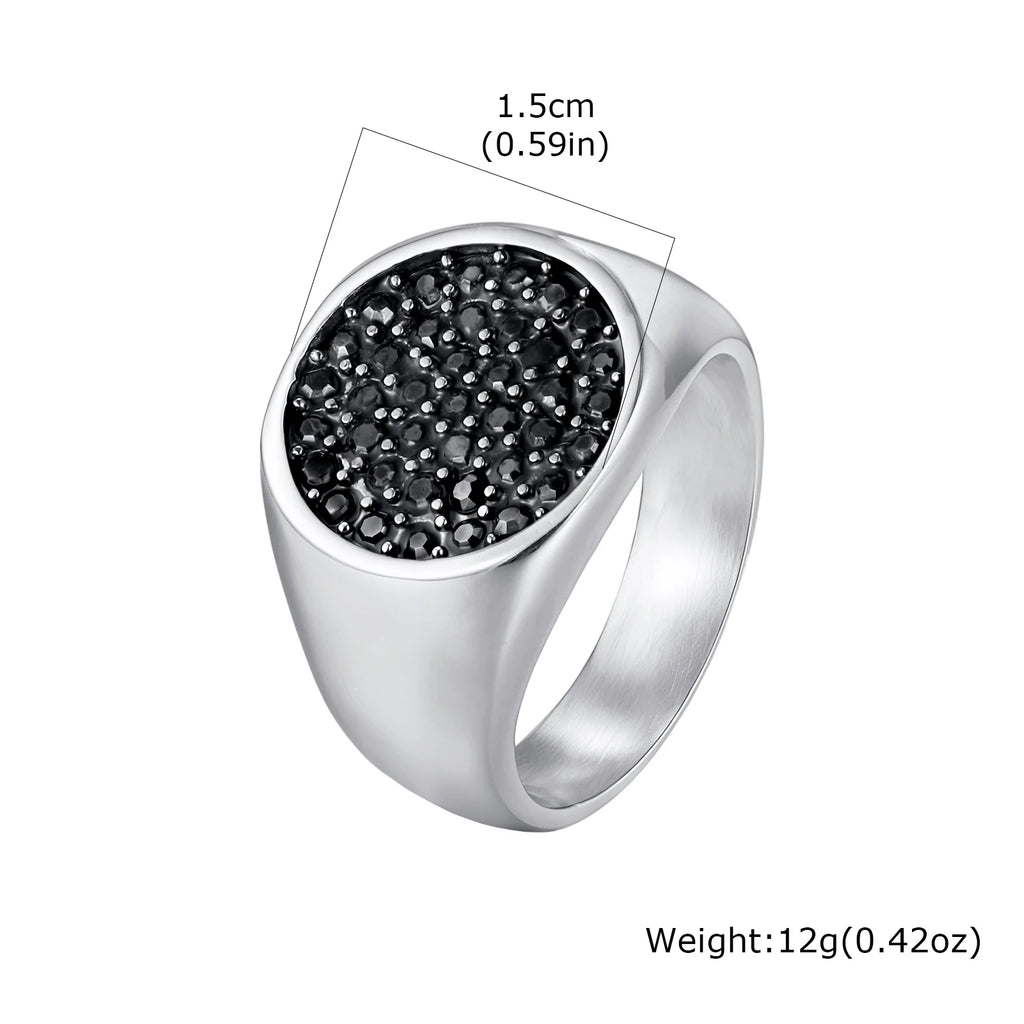 Anel Masculino VNOX em Aço Inoxidável com Zircão Cinza