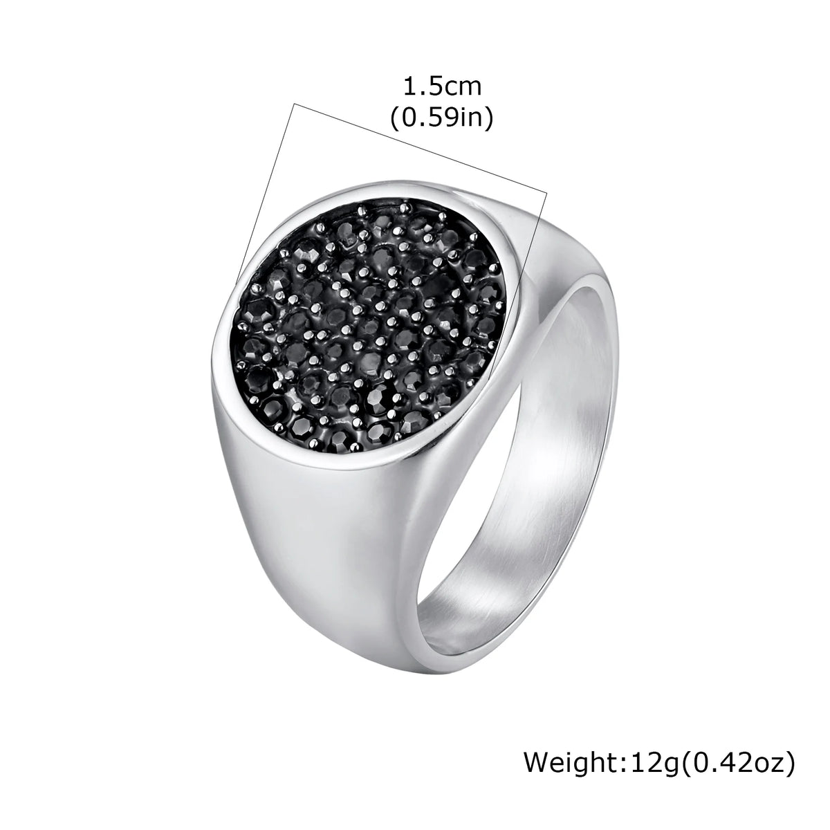 Anel Masculino VNOX em Aço Inoxidável com Zircão Cinza