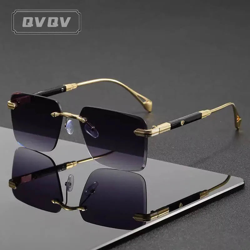 Óculos de Sol Sem Aro Quadrado Unissex com Lentes Degradê UV400