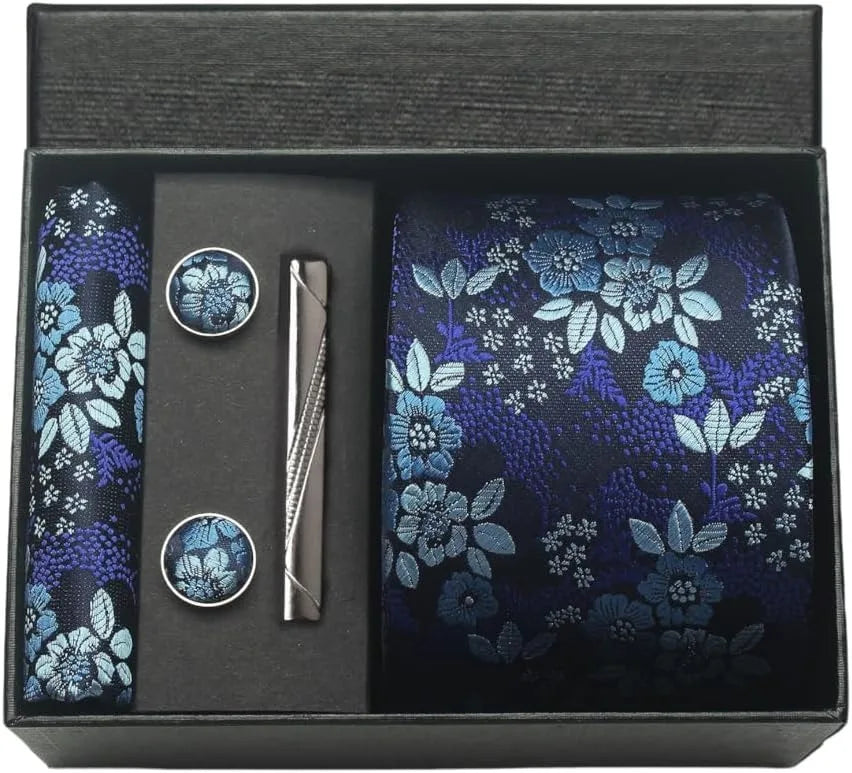 Kit Gravata Masculina Paisley com Lenço e Abotoaduras