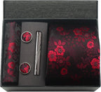 Kit Gravata Masculina Paisley com Lenço e Abotoaduras