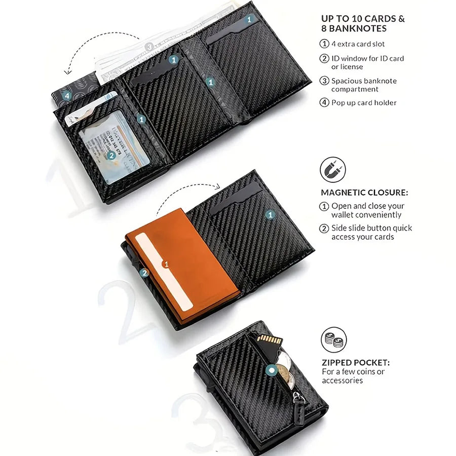 Carteira Slim com Ejetor Automático e RFID