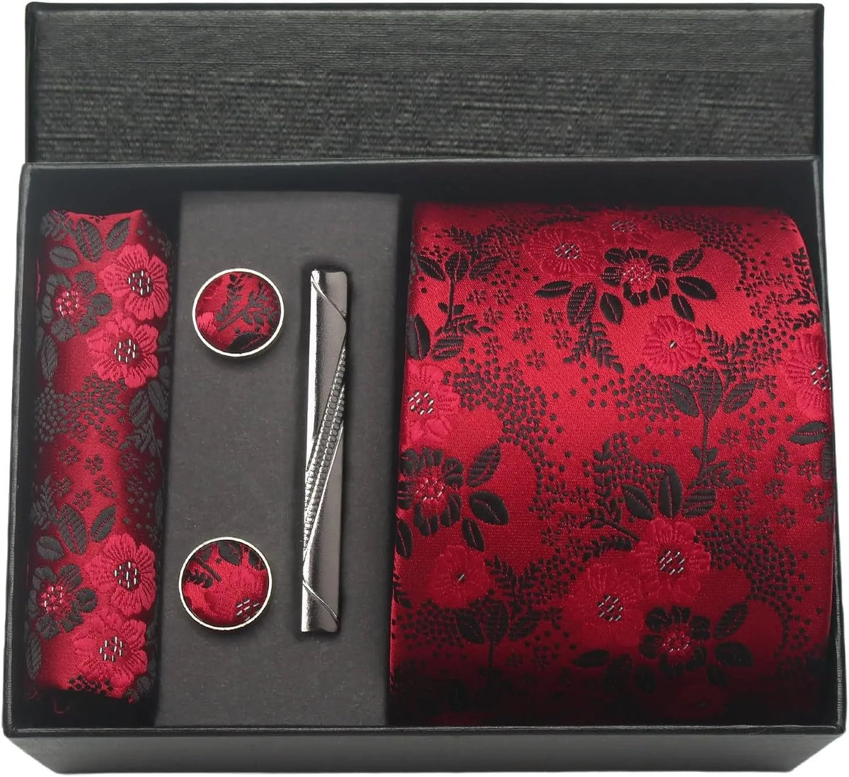 Kit Gravata Masculina Paisley com Lenço e Abotoaduras