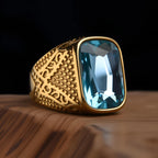 Anel Masculino Vintage com Pedra Colorida