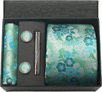 Kit Gravata Masculina Paisley com Lenço e Abotoaduras