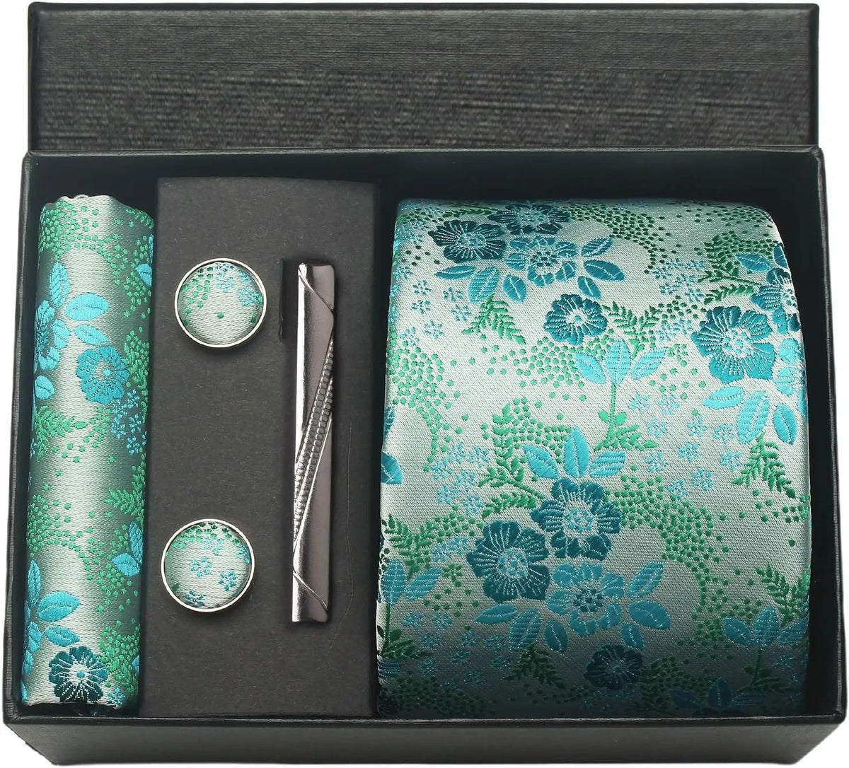 Kit Gravata Masculina Paisley com Lenço e Abotoaduras
